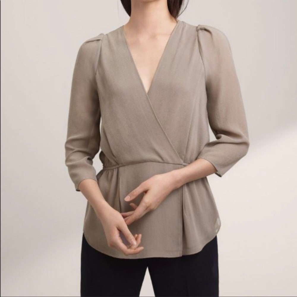 Aritzia Babaton Alexander Wrap Silk Blouse